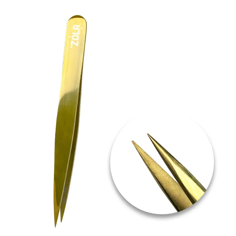 ZOLA Пінцет золотий точковий ZOLA Golden point tweezers ZOLA Пінцет золотий точковий ZOLA Golden point tweezers