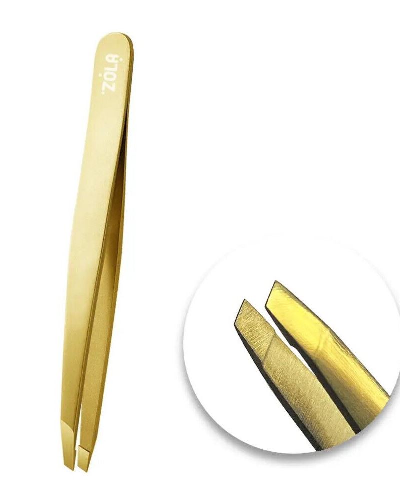 ZOLA Пінцет золотий зі скосом ZOLA Golden tweezers with a bevel