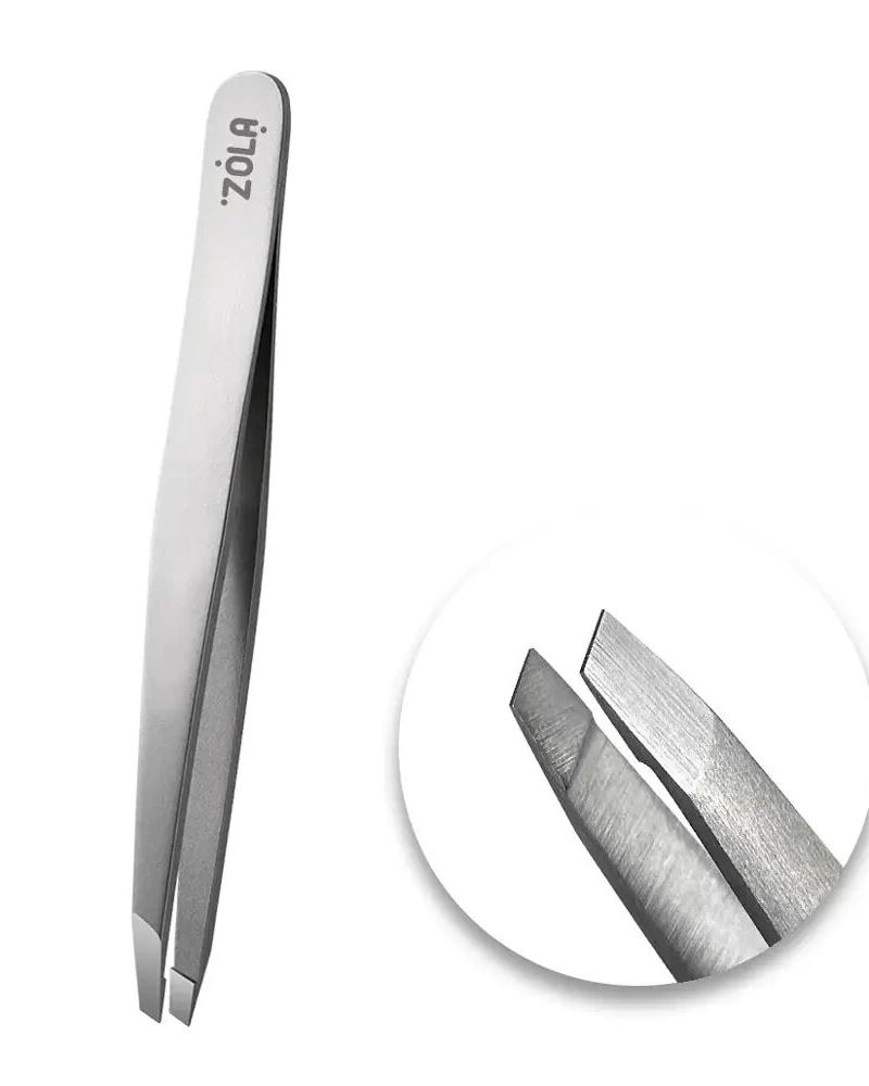 ZOLA Пінцет срібний зі скосом ZOLA Silver tweezers with a bevel