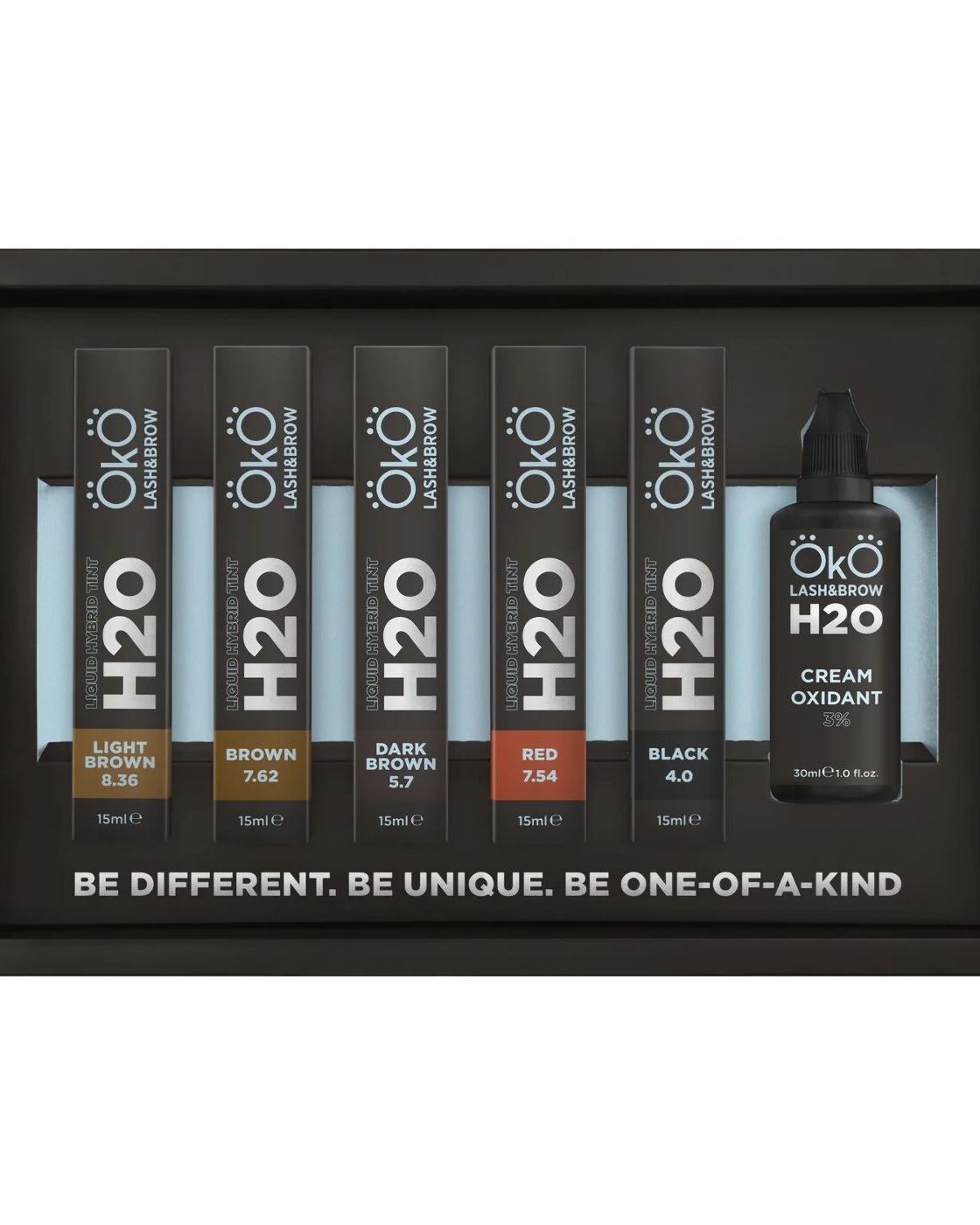 Набір фарби для брів та вій OKO Liquid Hybrid Tint H2O з окисником,OKO